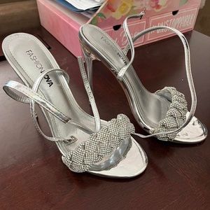 Fashion nova silver heels